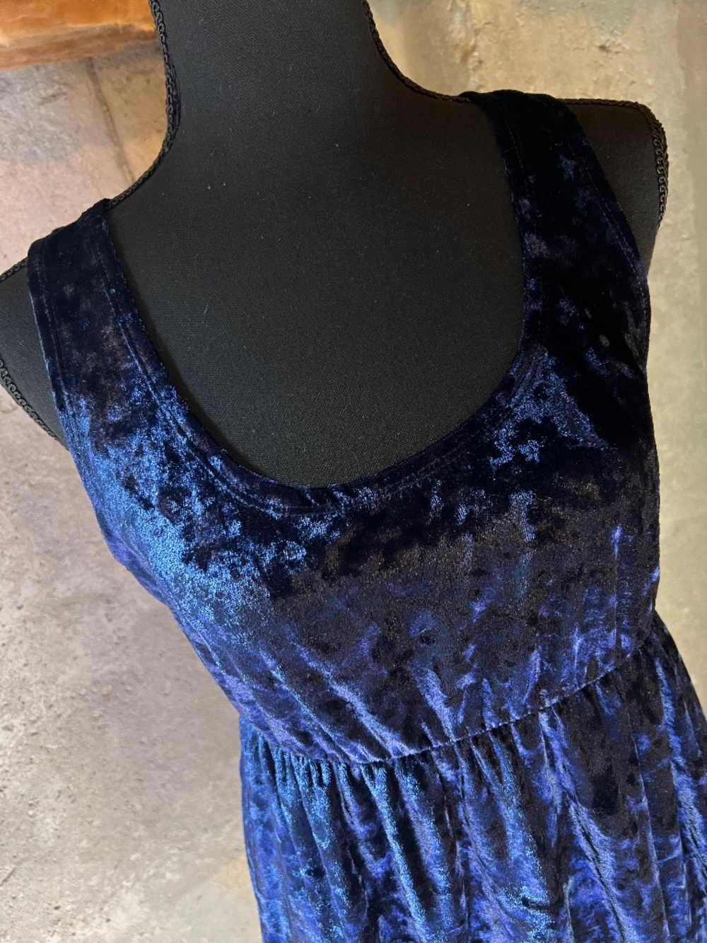 Forever 21 Cobalt Blue Crushed Velvet Babydoll Mini Racerback Dress